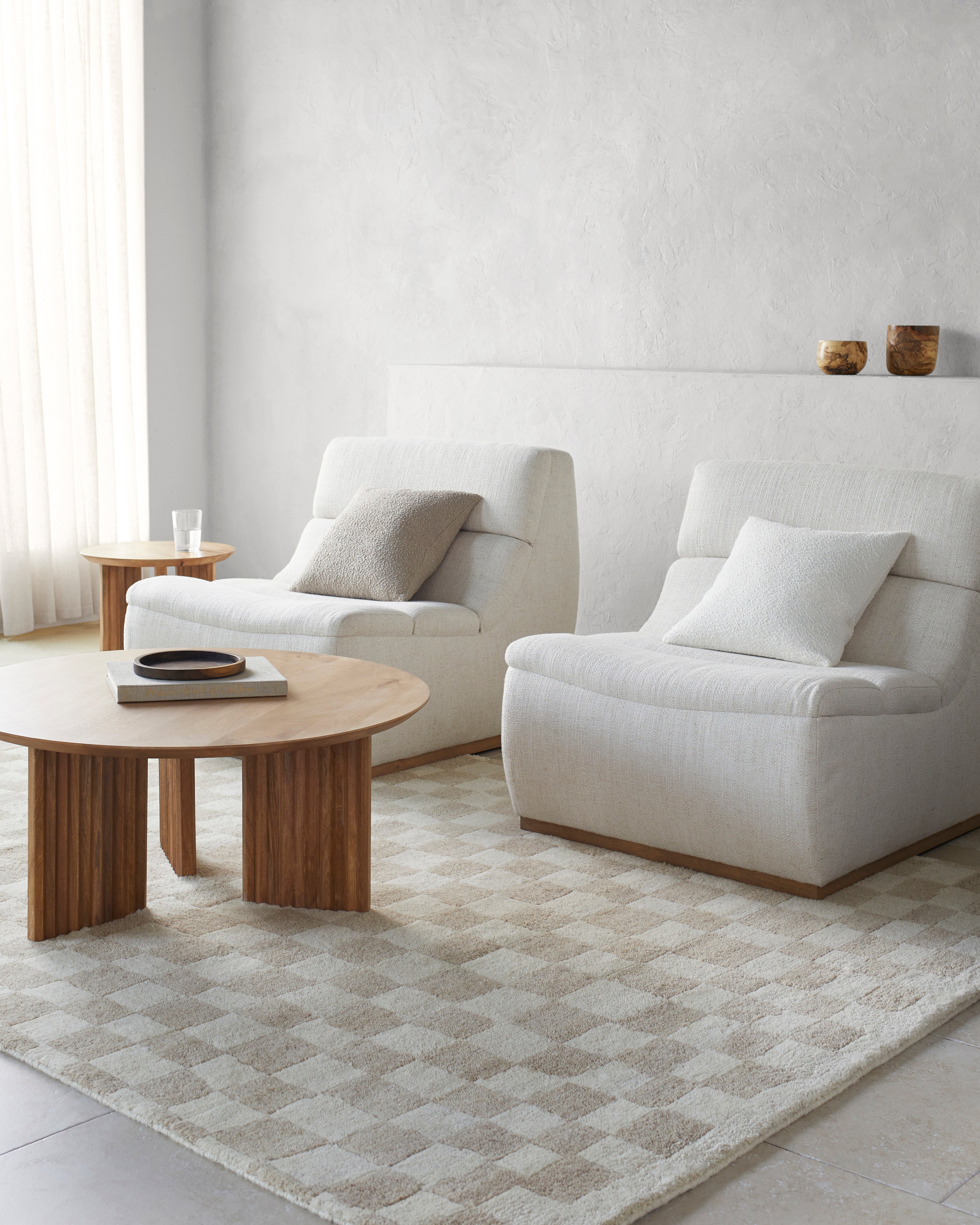 Damian Beige Checkered Rug 0-RUGS - wool Surya