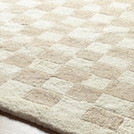 Damian Beige Checkered Rug 0-RUGS - wool Surya