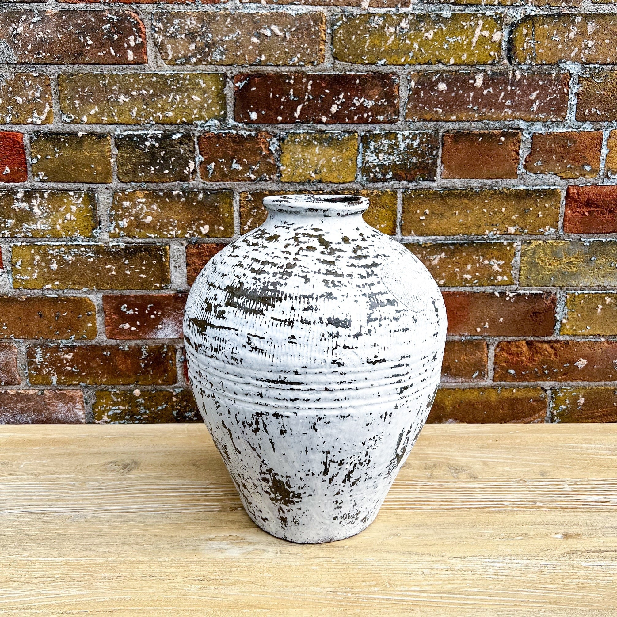 Lily Vintage White Pot - Small 1-VINTAGE-pot Hauer Market