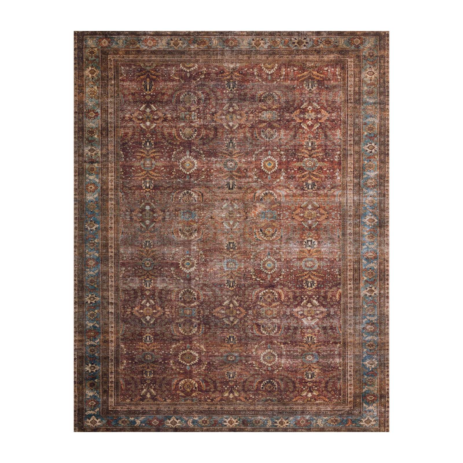 Loloi Layla Brick / Blue Rug 1-patterned Loloi