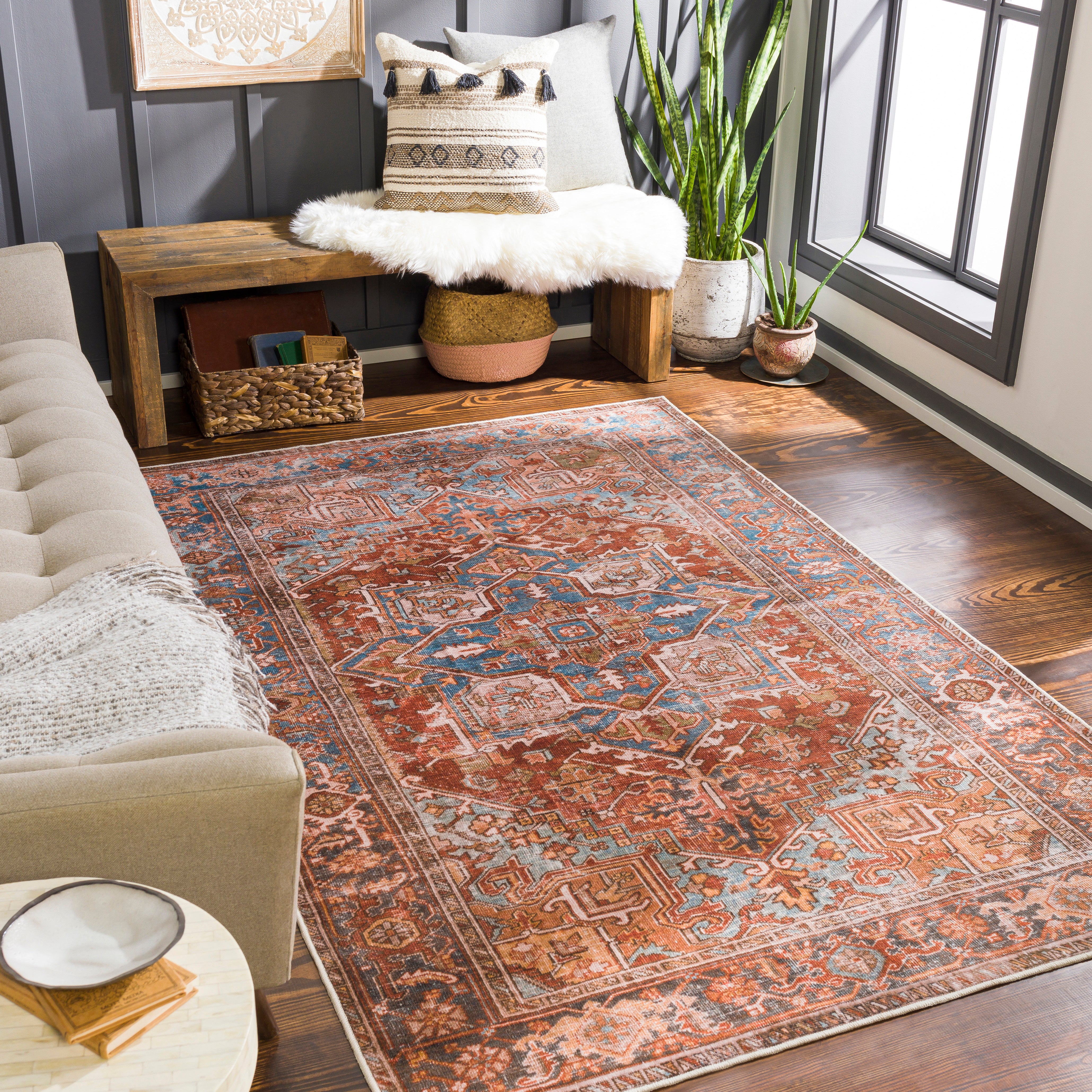 Laverne Brick / Multi Washable Rug 1 - RUGS - patterned Surya