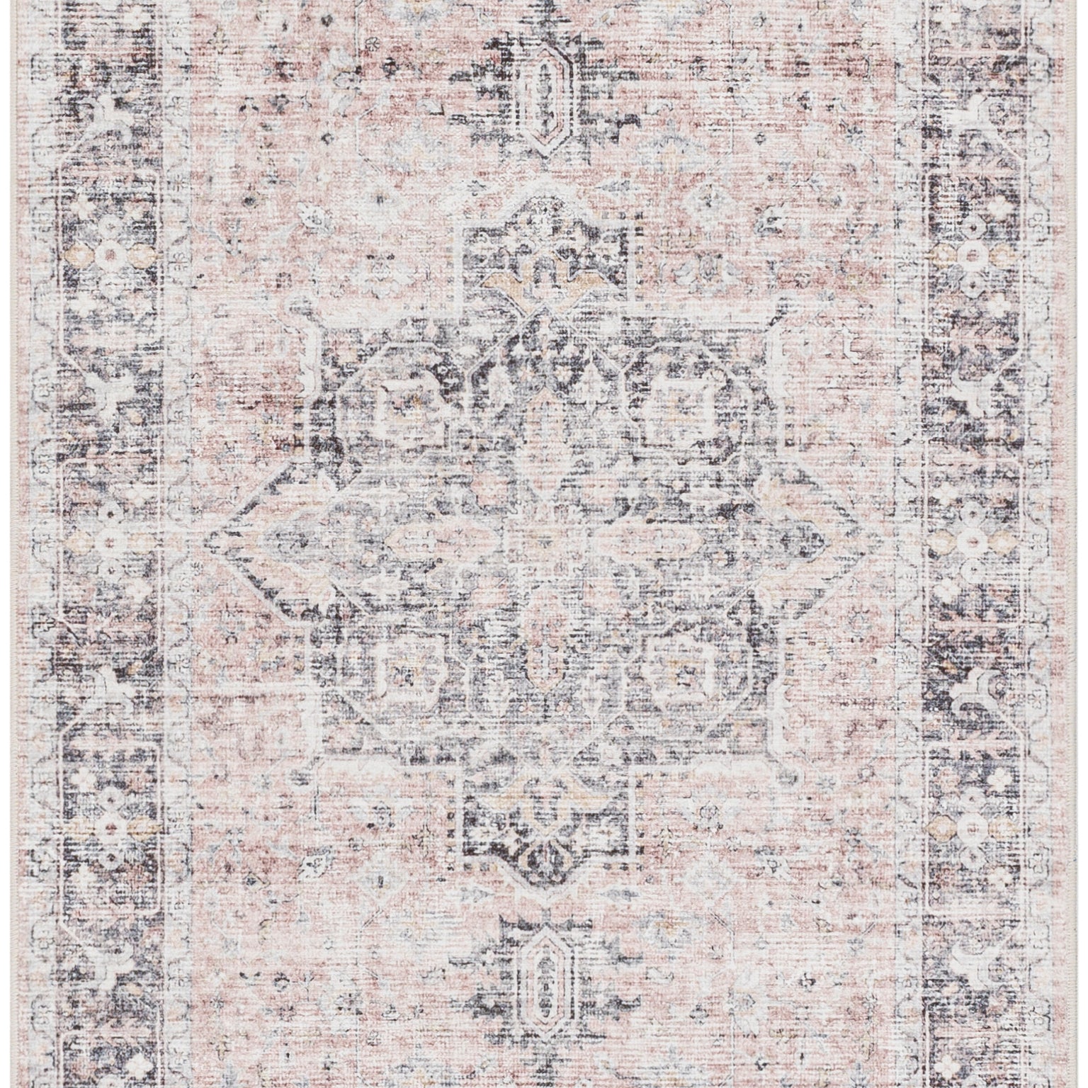 Laverne Charcoal / Blush Washable Rug 1 - RUGS - patterned Surya