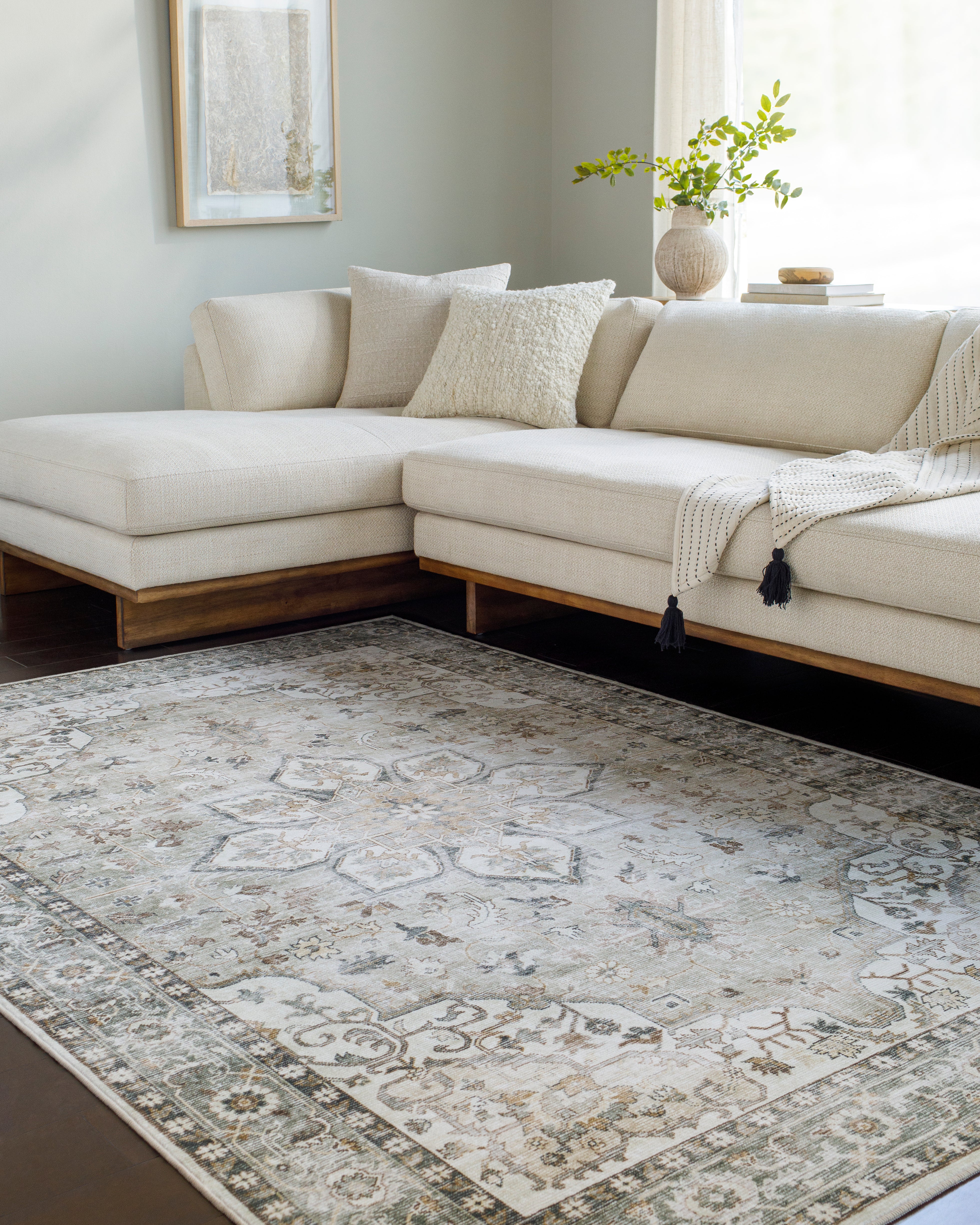 Laverne Olive / Sunset Washable Rug 1 - RUGS - patterned Surya