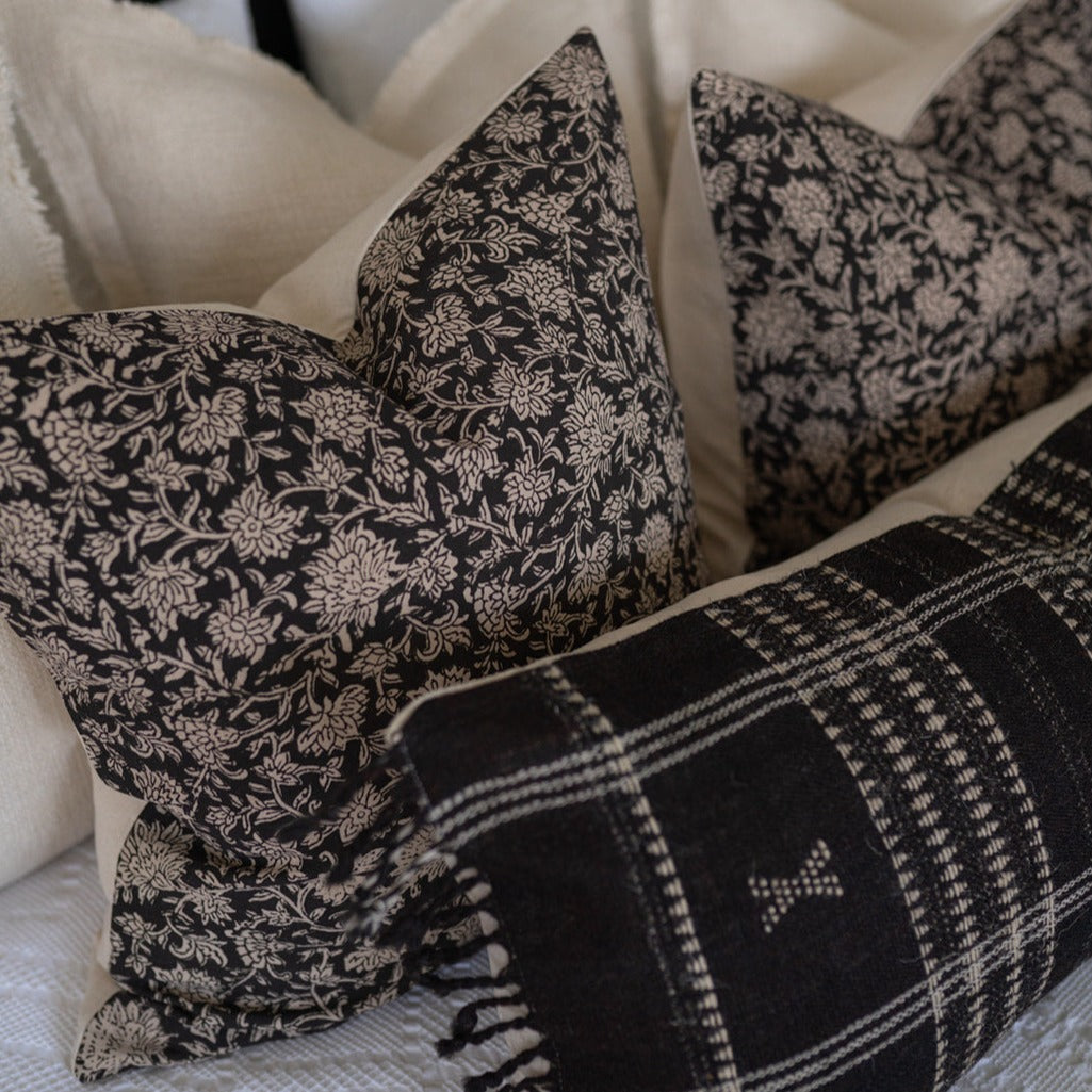 Mica Floral Pillow Cover 00-1 - PILLOWS - block print - neutral Rug & Weave Pillows